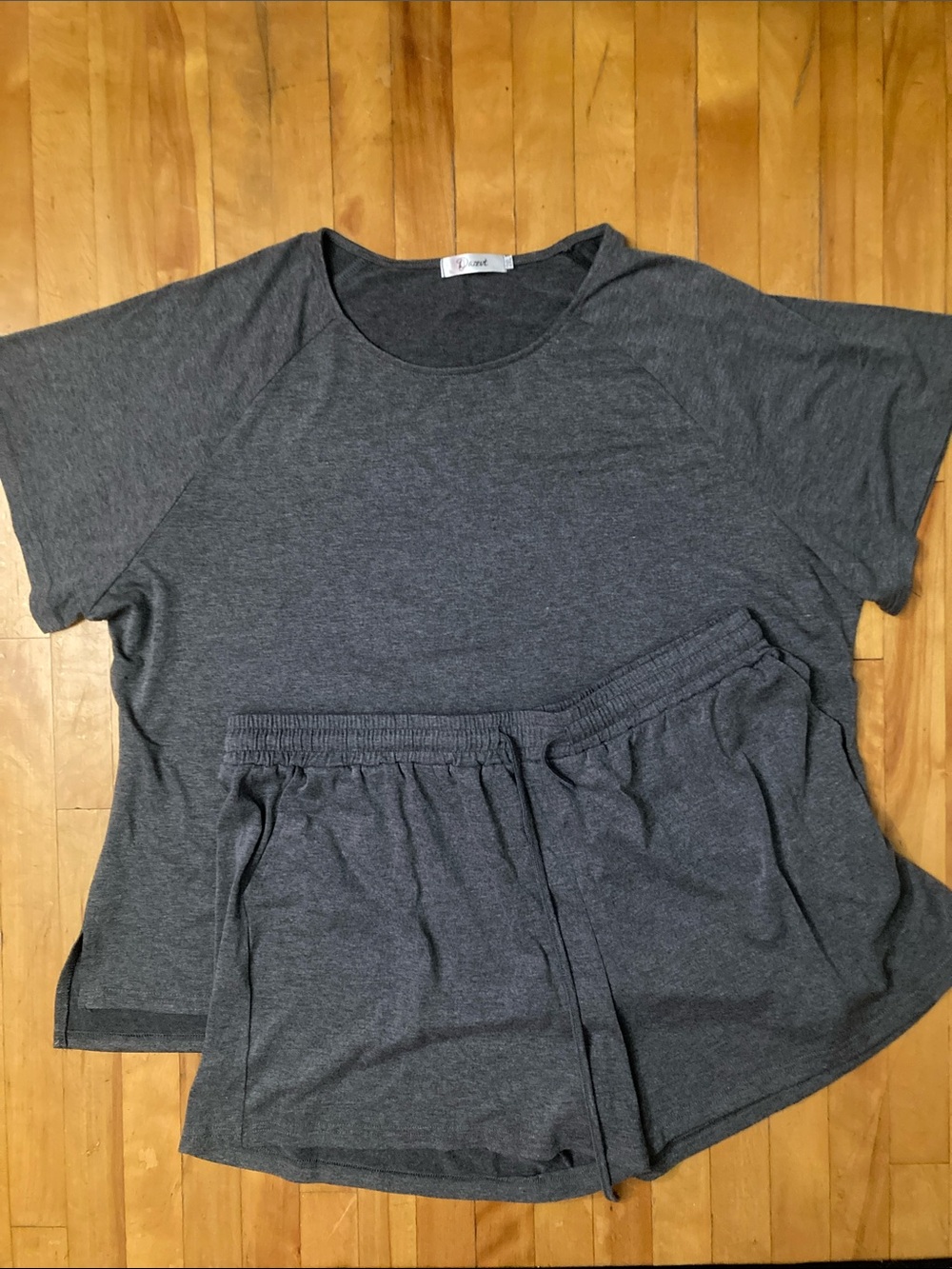 2XL Women's Charcoal Short Sleeve Pajama Set - Relaxed Tee & Shorts